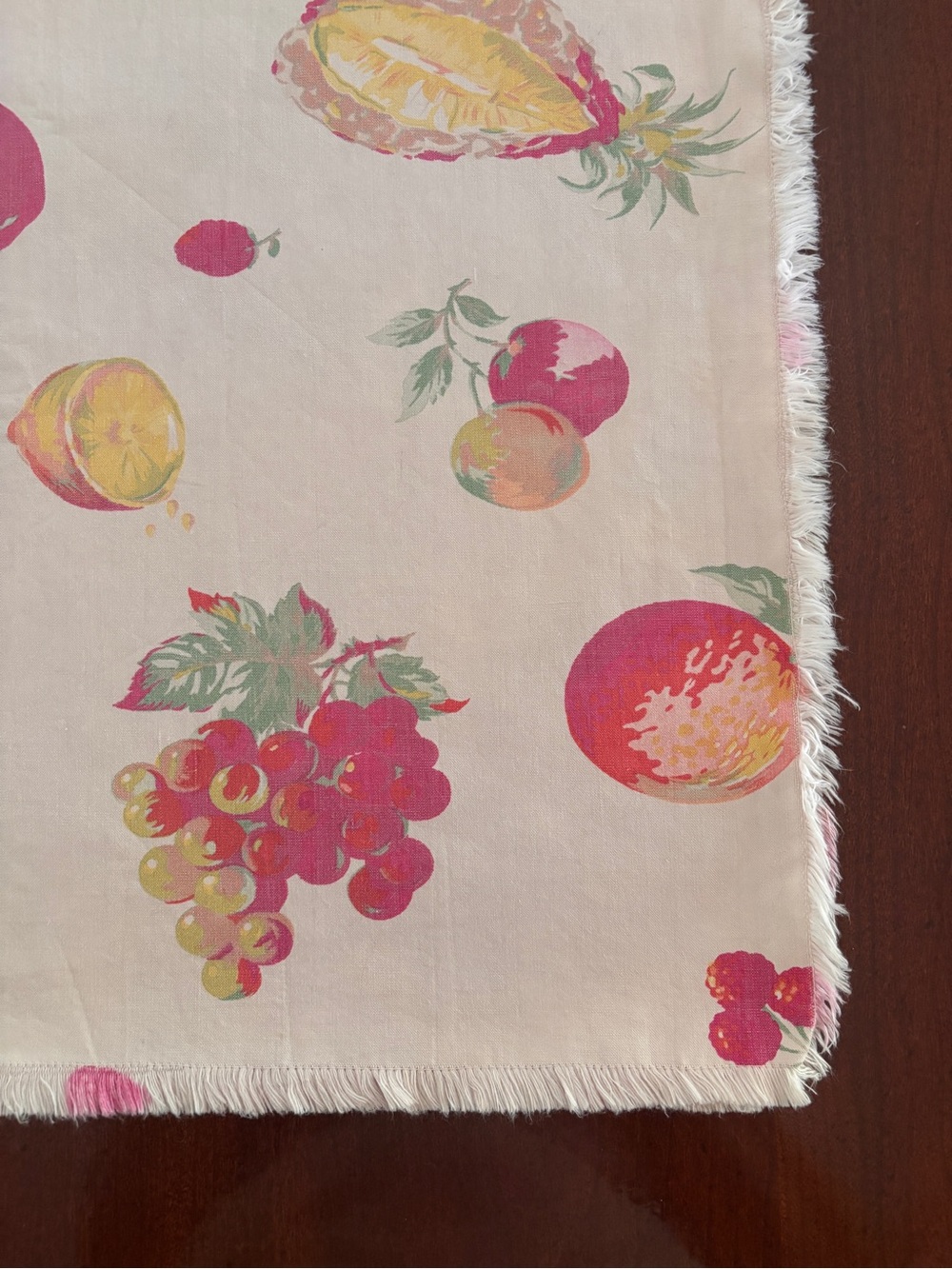Vintage Table Covering Tablecloth Fruit Design 34x36